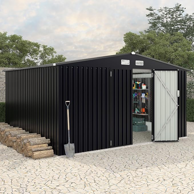 8x10 FT Metal Storage Sheds Outdoor by RELJOFUM