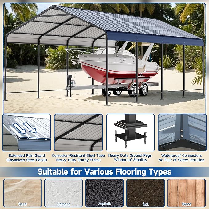 STHOUYN Car Ports 12x20 Heavy Duty Metal Carport Kit, UPF50+ UV Protection - Image 4