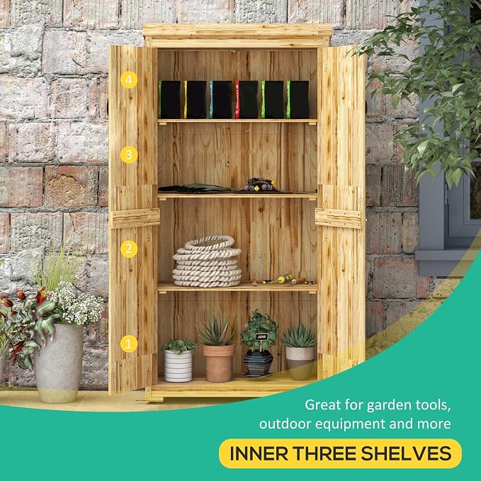 Outsunny Wooden Garden Shed, Outdoor Storage Cabinet - Image 4