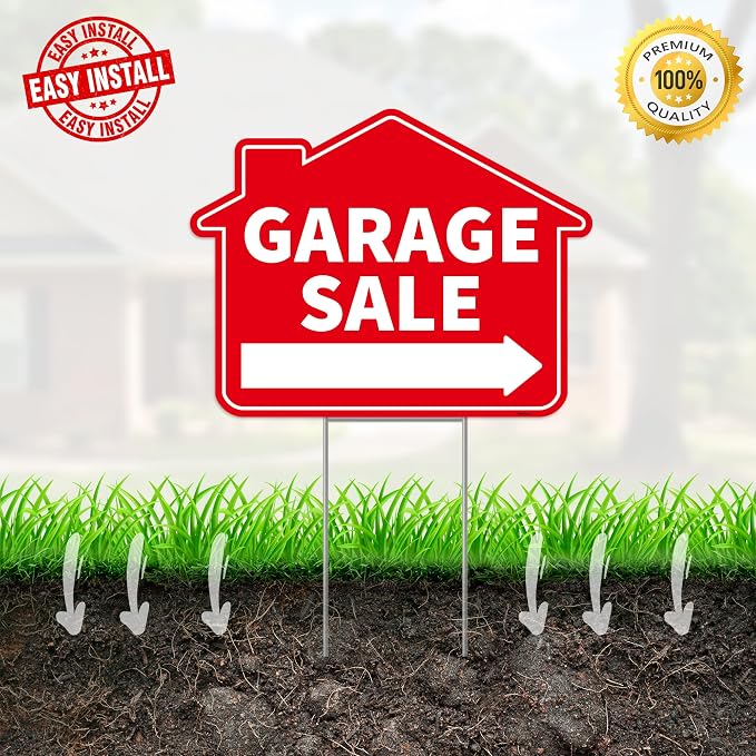 2PC Garage Sale Yard Sign with Stakes, 17 Inches by 13 Inches - Image 5
