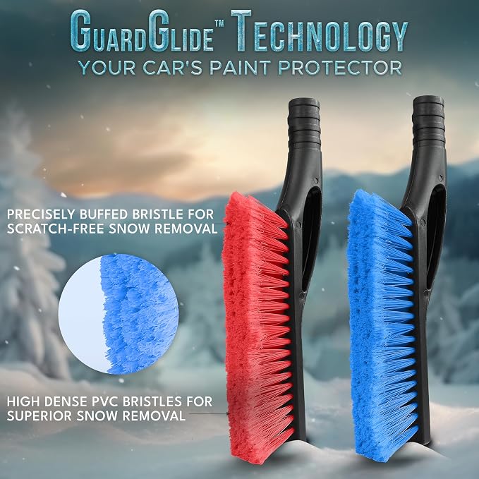 EcoNour 27" Aluminum Car Snow Scraper and Brush | Weaved Bristle Head - Image 3