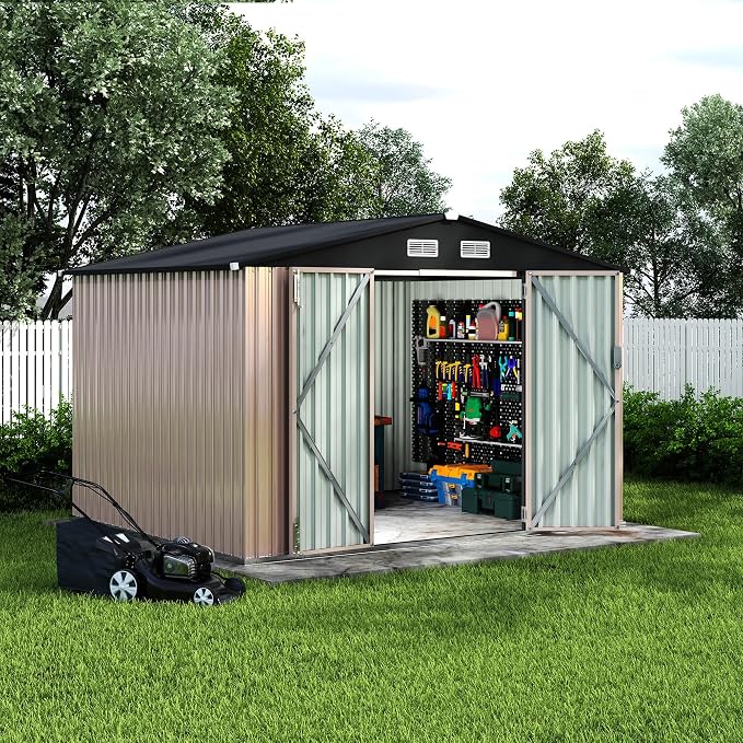 8x10 FT Metal Storage Sheds Outdoor, Metal Yard Sheds Garden Shed Kit, Tool Shed - Image 8