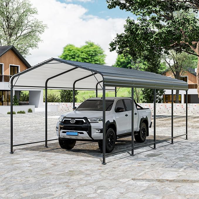 HOMPUS 10x20 FT Metal Carport, Enhanced Base Oversized Garage Carports by HOMPUS