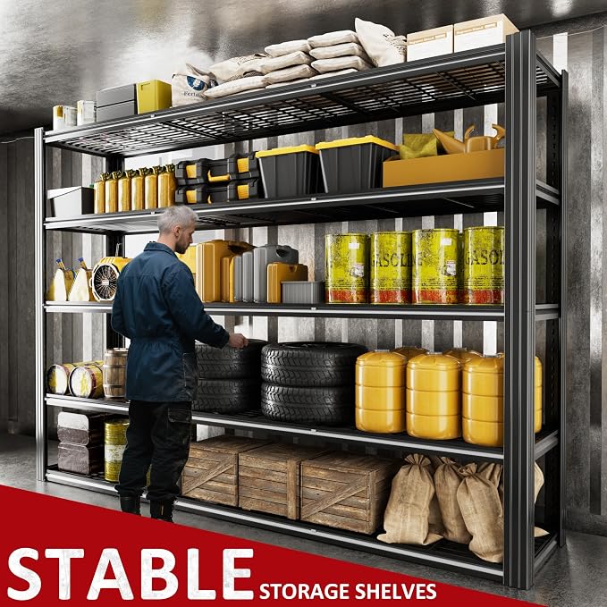 60" W Garage Shelving 5-Tier Storage Shelves Adjustable Metal Shelving Units - Image 3