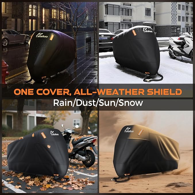 Motorcycle Cover Waterproof Outdoor, 300D Heavy Duty 250cc, UV & Rain Resistant - Image 7