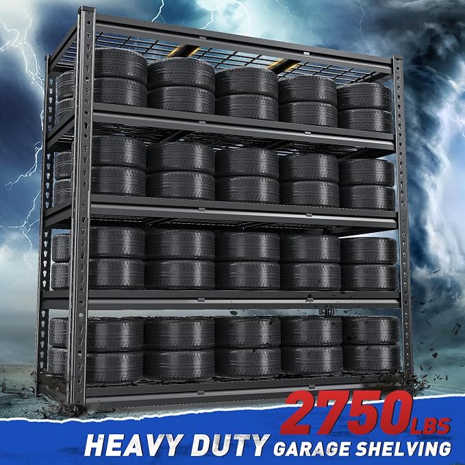 REIBII 48" W Garage Shelves, 5-Tier Garage Shelving Load 2750LBS, Adjustable - Image 4