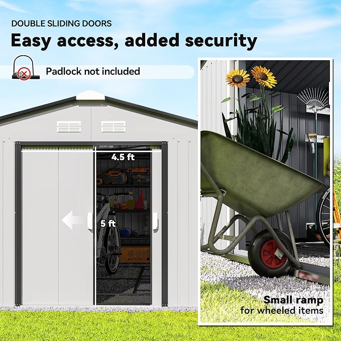 Outsunny 11' x 13' Outdoor Storage Shed, Garden Tool Metal Shed - Image 4