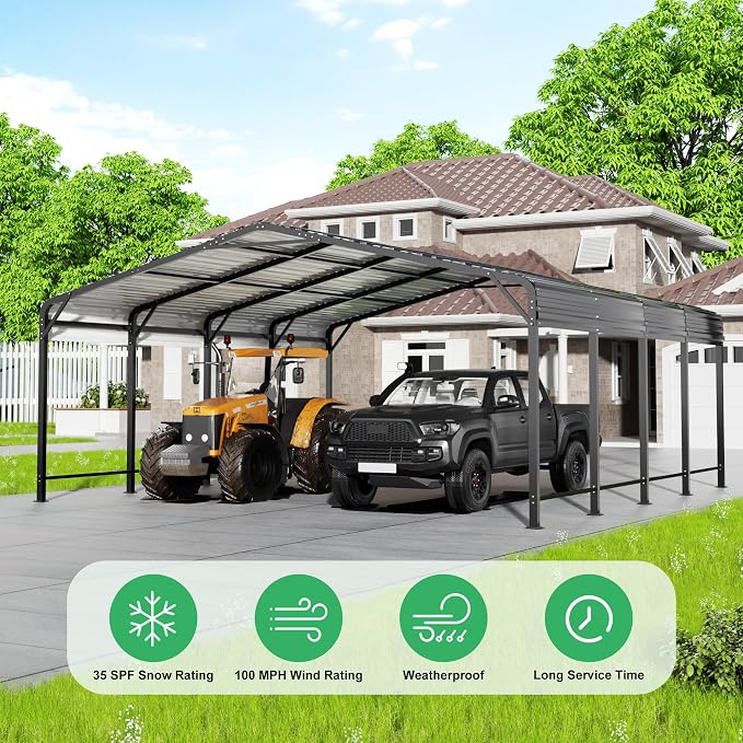 20x20 FT Metal Carport with Heavy Duty Carport Canopy, Car Port with Reinforced - Image 4