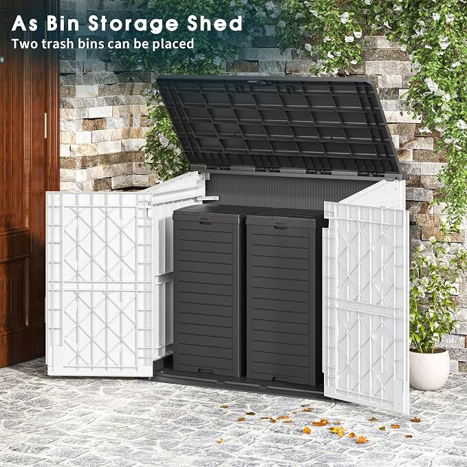 Outdoor Storage Shed 36 Cu. Ft. Resin Garden Horizontal Storage Large Capacity - Image 4