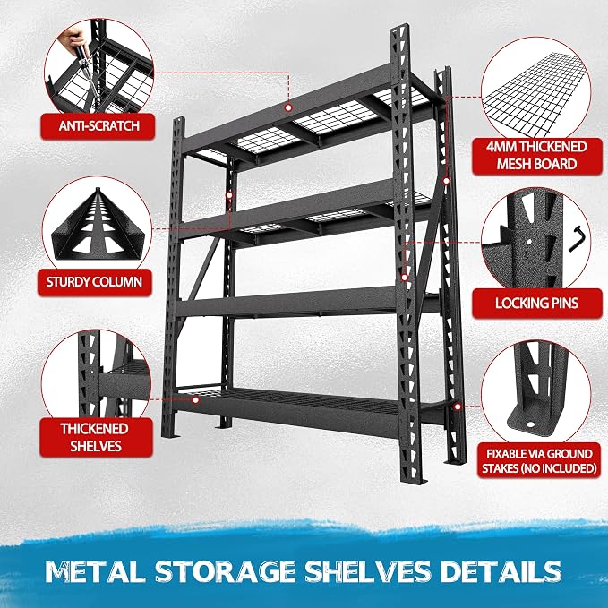 MUPATER 68.11” W × 23.62” D × 59.84” H Garage Shelving, 9000 LBS Heavy Duty - Image 7