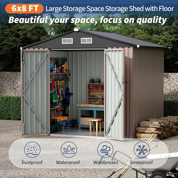 6x8 FT Metal Storage Sheds Outdoor - Image 4