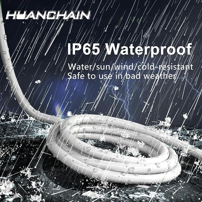 HUANCHAIN Indoor Outdoor White Extension Cord 8 ft Waterproof, 16/3 Gauge - Image 2