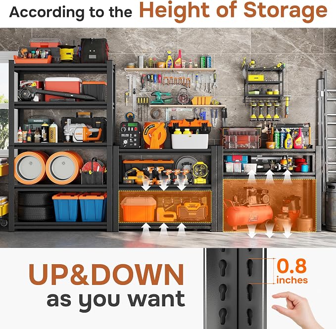 3000LBS Wire Shelving Unit, 5 Tier Adjustable Metal Storage Shelves - Image 5