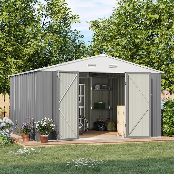 Patiowell 10 x 10 FT Metal Outdoor Storage Shed - Image 2