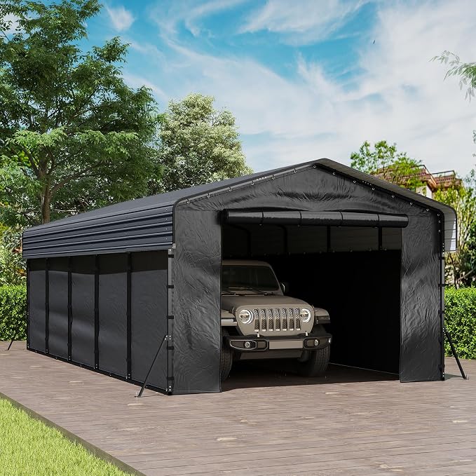 Real Relax 13' x 26' Heavy Duty Metal Carport, Outdoor Garage Car Shelter Shade by RealRelax