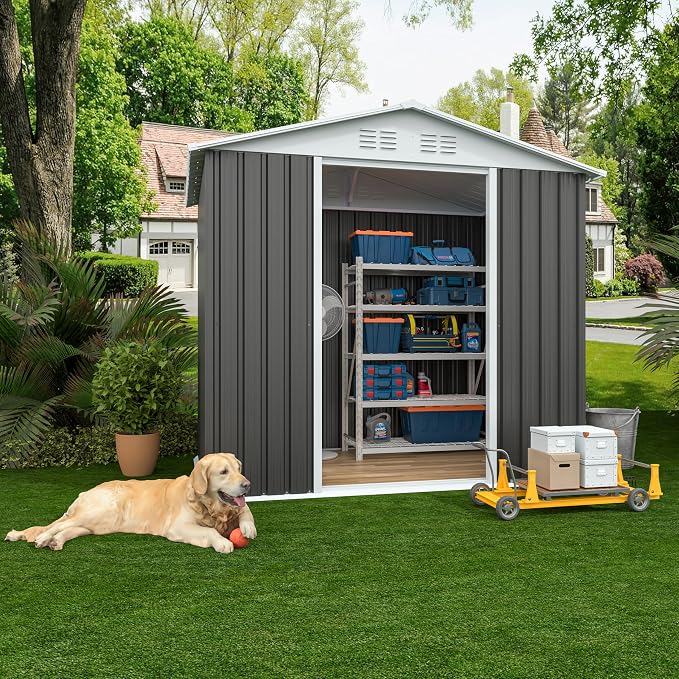6x4 FT Outdoor Metal Storage Shed, Waterproof Outside Garden Sheds w/Lockable - Image 2
