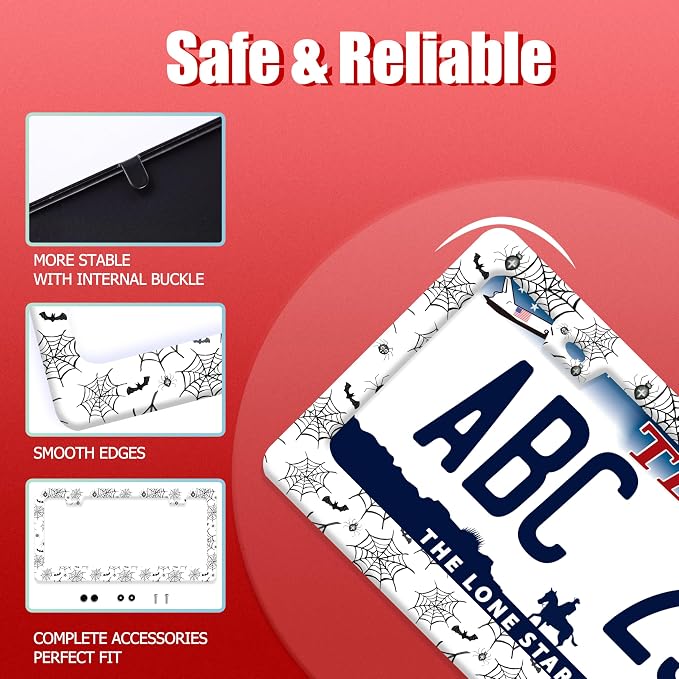 Personalized Bats License Plate Frame Spider Web License Plate Frames Funny - Image 2