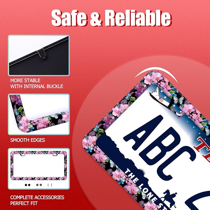 Cherry Blossom Butterfly License Plate Frame Funny License Plate Frames - Image 2