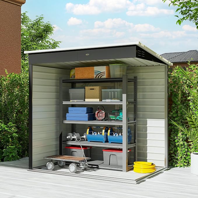 Outsunny 6' x 4' Outdoor Storage Shed, Metal Garden Tool Shed - Image 6