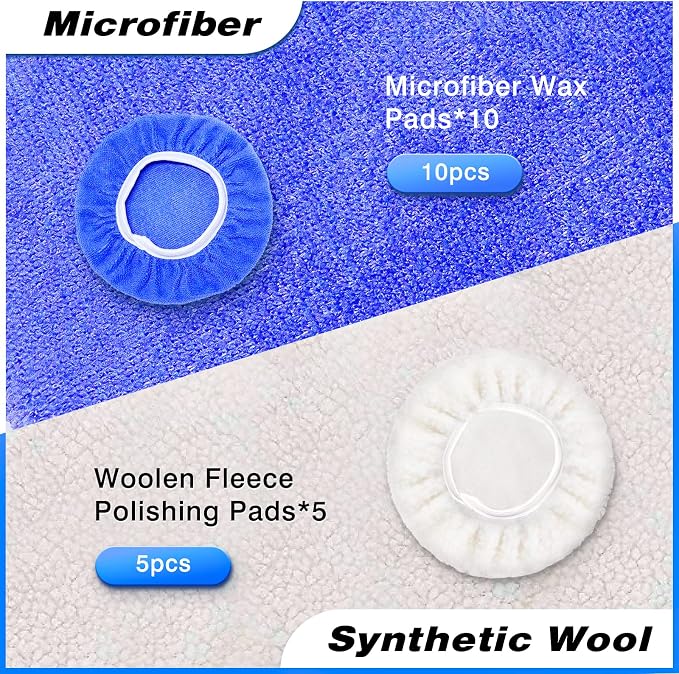 9 to 10 Inch Car Polisher Pad Bonnet, 10*Microfiber+5*Woollen - Image 4