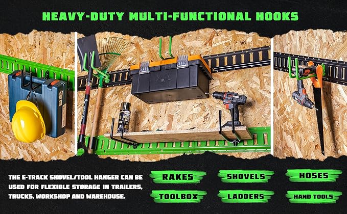 2-Pack E-Track Heavy Duty Shovel/Tool Hanger, E Track Hooks - Image 7