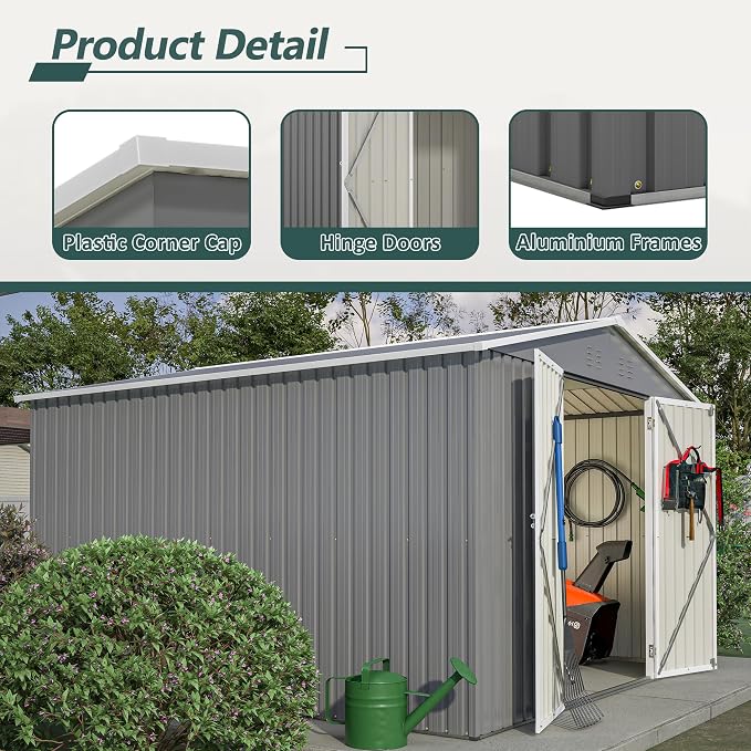 10x10 FT Outdoor Storage Shed, Large Metal Tool Sheds - Image 6