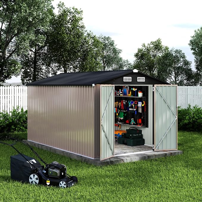 8x12x6.4 FT Outdoor Storage Sheds, Metal Garden Tool Shed by GarveeLife