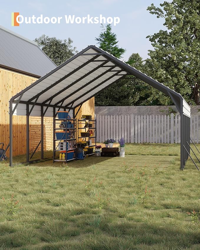 20'x25'x13' Metal Carport for 2 Cars, Heavy Duty Car Ports for Heavy Snow - Image 8
