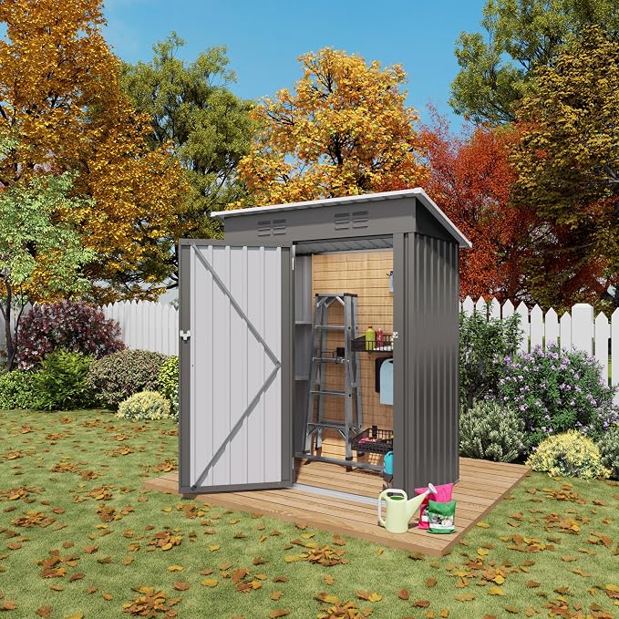 ARMSET 5x3 FT Metal Outdoor Storage Shed - Image 9