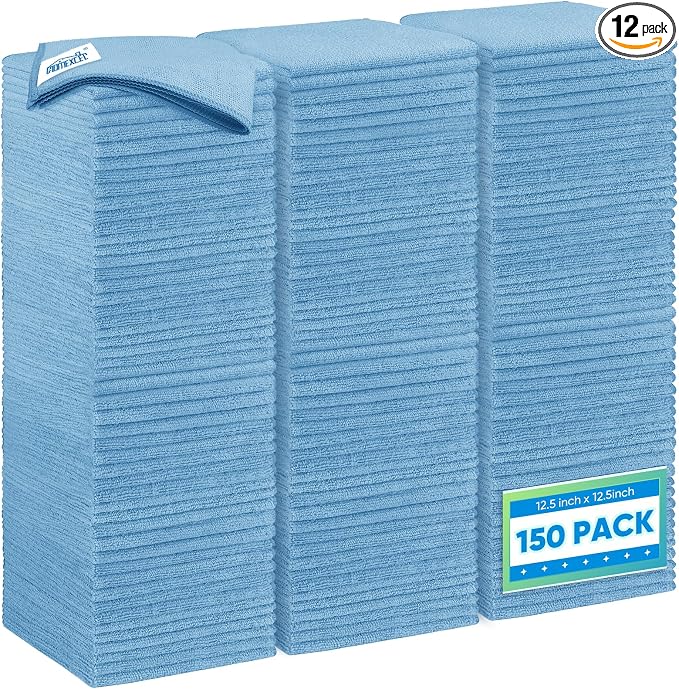 HOMEXCEL Blue Microfiber Cleaning Cloth 12 Pack, 12.5 x 12.5 inch Microfiber by HOMEXCEL