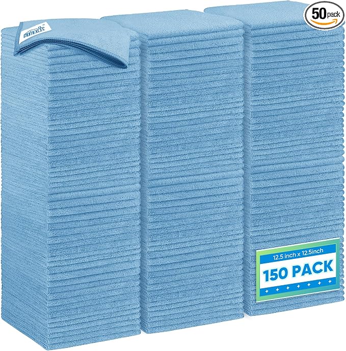 HOMEXCEL Blue Microfiber Cleaning Cloth 50 Pack, 12.5 x 12.5 inch Microfiber by HOMEXCEL