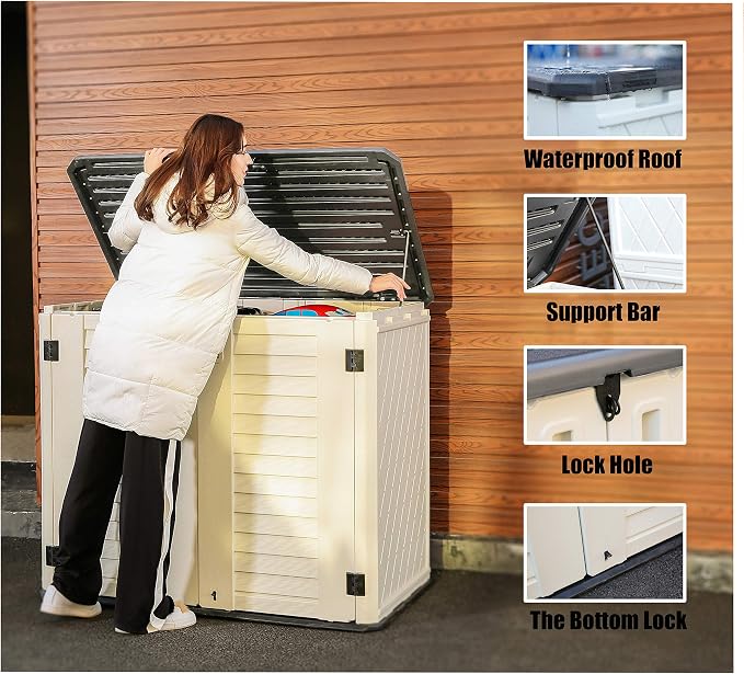 ADDOK Horizontal Storage Shed Weather Resistance, Large Outdoor Storage Cabinet - Image 5