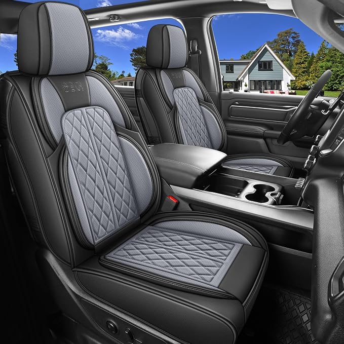 Car Seat Cover Custom Fit for Dodge Ram 1500 2500 3500 2002-2024 Faux Leather by DuDuWang