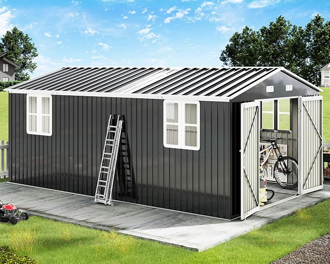 AMERLIFE 10x16.3x7 FT Galvanized Steel Storage Shed by AMERLIFE