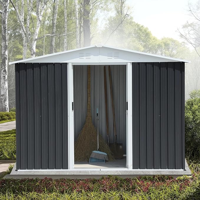 8x6 FT Outdoor Metal Storage Shed - Image 2