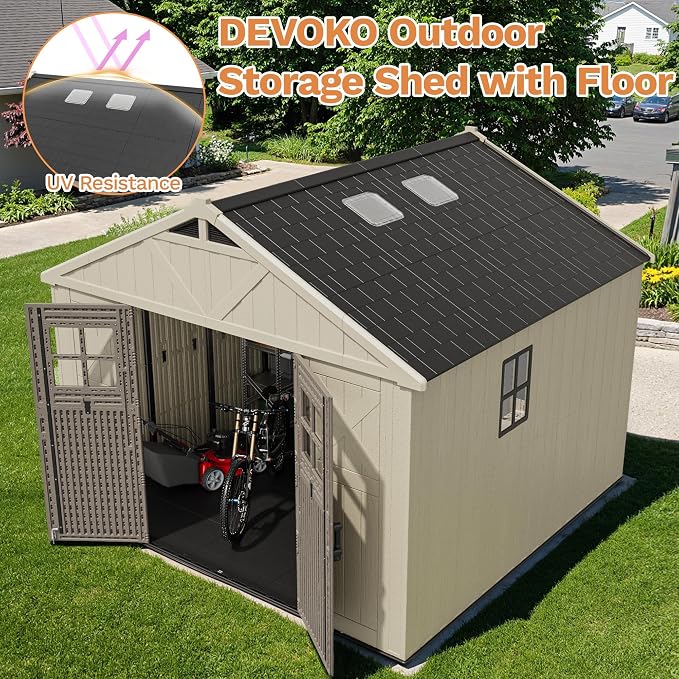 Devoko 10 x 10 FT Plastic Outdoor Storage Shed - Image 2