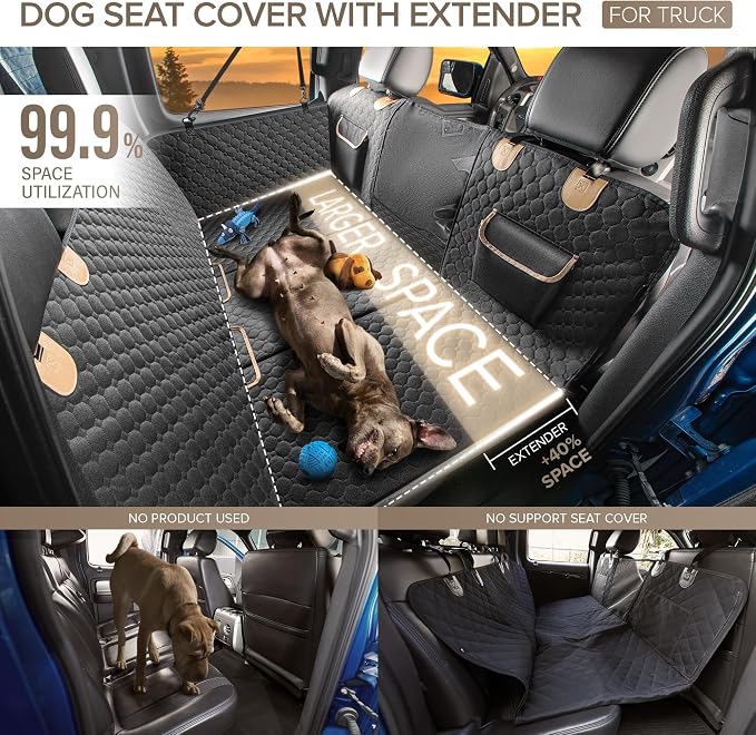 XL Truck Back Seat Extender for Dogs, Hard Bottom Dog Car Seat Cover for Back - Image 2
