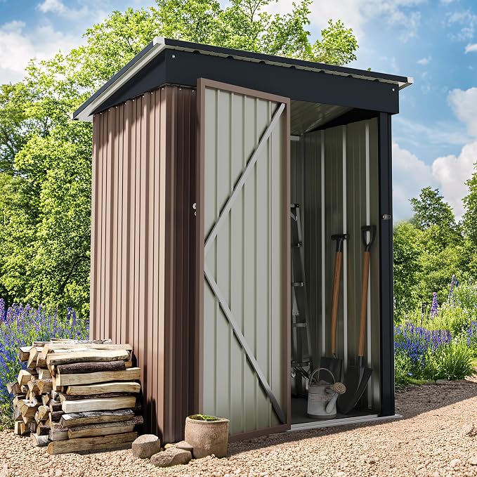 Greesum Outdoor Storage Shed 5 x 3 ft. Utility Tool Shed Metal Storage Garden by BuynowfromGreesum