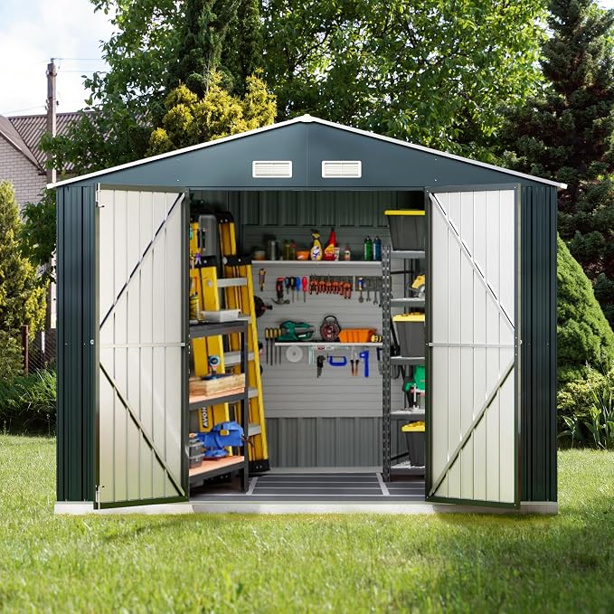 Breezz Outdoor Storage Shed 10X10FT. Utility Tool Shed Metal Storage Garden Shed - Image 5