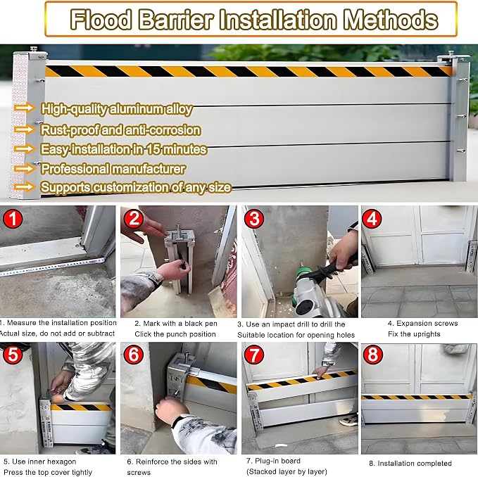 Flood Barriers for Home Exterior, Aluminum Alloy Outdoor Garage Doors Water - Image 7