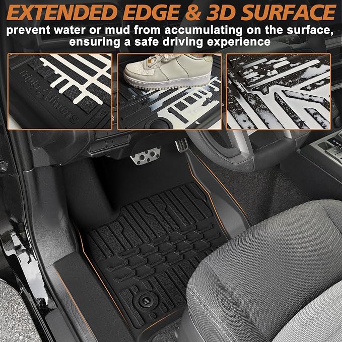 TripleAliners Floor Mats & Trunk Mat & Rear Seatback Cover All Weather TPE - Image 7