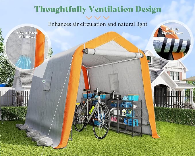 AMERLIFE 6x8x6.6 FT Heavy Duty Portable Shed Storage Shelter, Outdoor Storage - Image 4