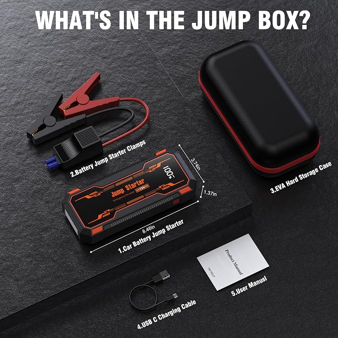 Car Jump Starter 6000A Car Battery Jump Starter Portable, 12V Battery Jumper - Image 7