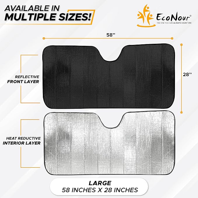 EcoNour Accordion Car Windshield Sun Shade | Car Sun Visor to Protect Harmful - Image 3