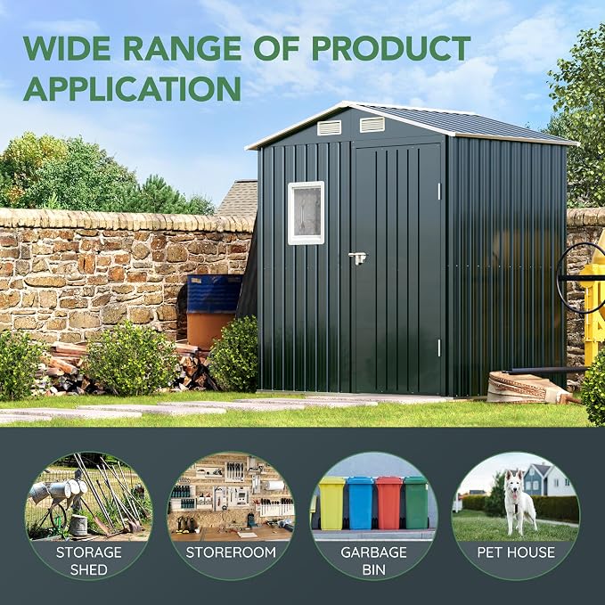 Breezz 6x4FT Outdoor Steel Storage Shed - Image 3