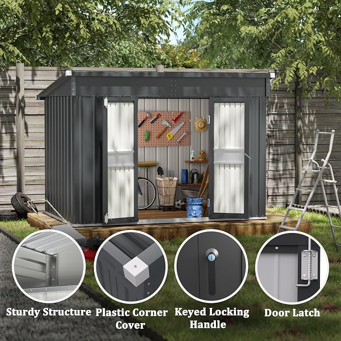 VEIKOU Metal Storage Shed, 6x10FT Outdoor Storage Shed - Image 8