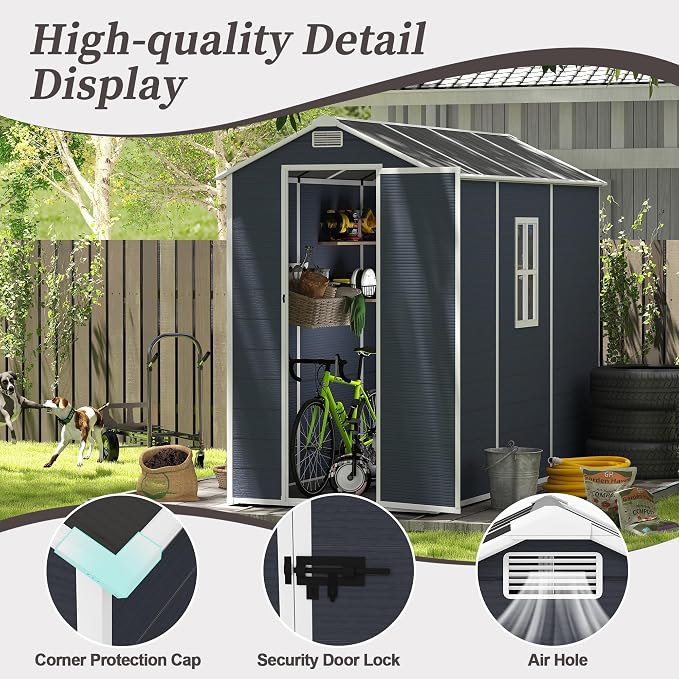 8x4 FT Outdoor Storage Resin Shed - Image 2
