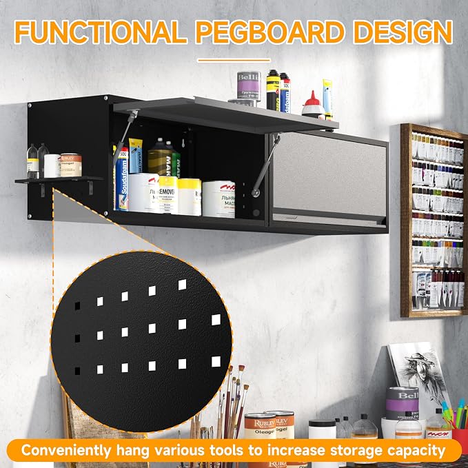 Metal Garage Wall Cabinet with Doors Side with Holes, 13.8" H 1 Door Small Wall - Image 4