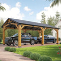 Jocisland 12x24 FT Cedar Wood Hardtop Carport by Jocisland