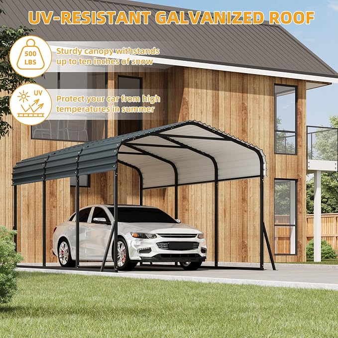 10' x 15' Heavy Duty Metal Carport - Image 5
